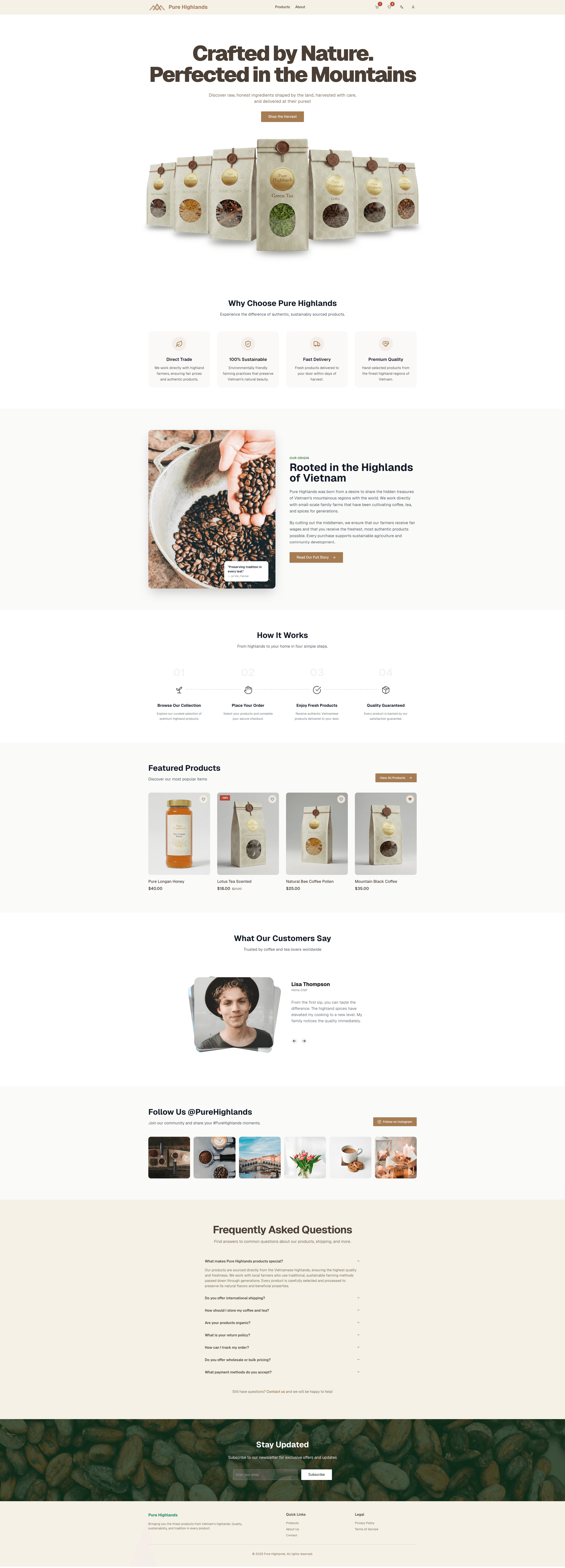 pureHighlands Website's fullscreen image